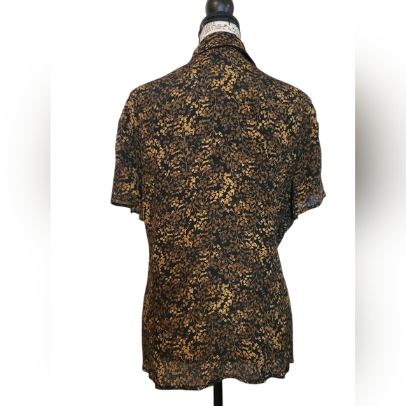 Karen Scott Black and Gold 100% Silk Blouse Size:L - Picture 3 of 8